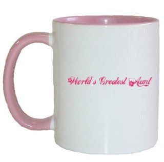 Mashed Mugs   World's Greatest Aunt   Coffee Cup/Tea Mug (White/Pink) Worlds Best Aunt Mug Kitchen & Dining