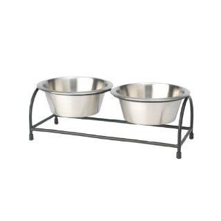 PetRageous 3 Piece Tahiti Pet Dinner Bowl Set, 13.5 by 6.5 by 4.5 Inch  Stainless Steel Dog Food Stand 