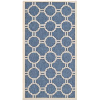 Safavieh Indoor/ Outdoor Courtyard Blue/ Beige Geometric pattern Rug (27 X 5)