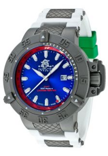 Invicta 1586  Watches,Mens Subaqua Limited Edition GMT Blue Dial White Polyurethane & Grey IP SS, Casual Invicta Quartz Watches
