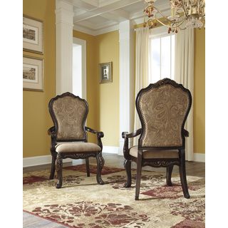 Signature Design By Ashley Wendlowe Dark Brown Dining Arm Chairs (set Of 2)