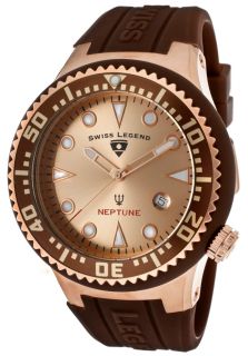 Swiss Legend 21848D RG 09 BRW  Watches,Mens Neptune Rose Gold Dial Rose Gold Tone IP Case Brown Silicone, Casual Swiss Legend Quartz Watches