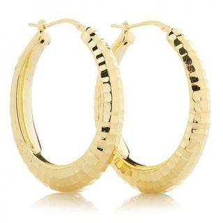 Bellezza Bronze Diamond Cut Faceted Oval Hoop Earrings