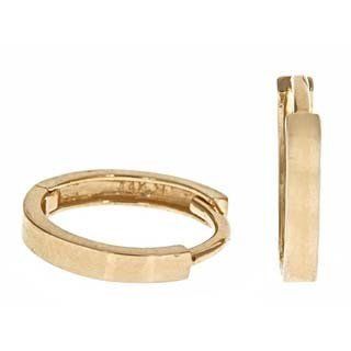 14K Gold Flat Edge Small Huggie Earrings for Girls girls Jewelry