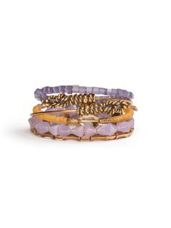 Set Of 5 Purple & Gold Rope Bangle Bracelets by Alex & Ani