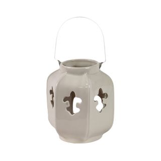 Light Ceramic Fleur De Lis Lantern