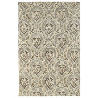 St. Joseph Taupe Damask Hand tufted Wool Rug (80 X 100)