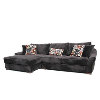Audrey 3 piece Ebony Sectional Sofa With Ottoman