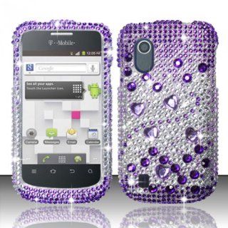 For ZTE Concord V768 (T Mobile) Full Diamond Design   Purple Beats FPD Cell Phones & Accessories
