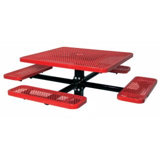 Ultra Play 6 ft 6 in Red Steel Square Picnic Table