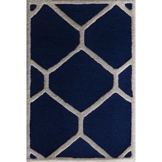 Safavieh Handmade Moroccan Cambridge Navy/ Ivory Wool Rug With Durable Backing (3 X 5)