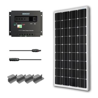 Solar Panel Starter Kit 100w With 100 Watt Mono Solar Panel/ 20 Adapter Kit/ 30a Charge Con/ Z Br