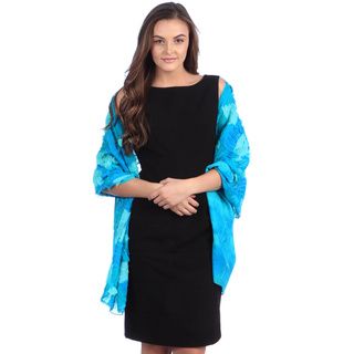 Selection Privee Paris Womens Amelie Turquoise Blue Patchwork Dressy Silk Shawl Wrap