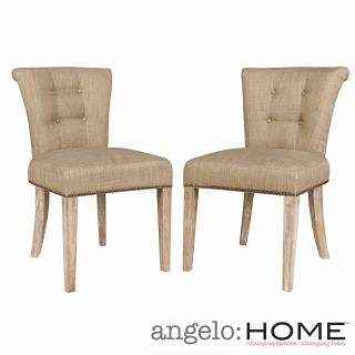 Angelohome Lexi Sandstone Khaki Brown Twill Dining Chair (set Of 2)