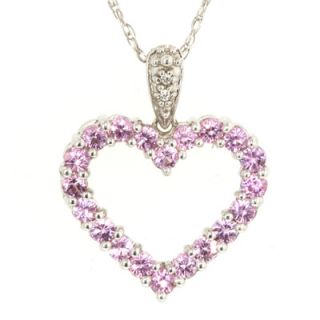 Lab Created Pink Sapphire and Diamond Accent Heart Pendant in 10K