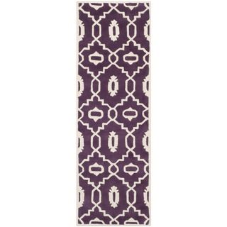 Safavieh Handmade Moroccan Chatham Purple/ Ivory Wool Rug (23 X 7)