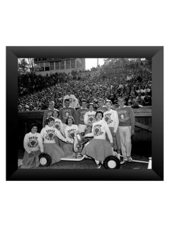 Carolina Cheerleaders Pose with Victory Bell (Framed) by Lulu Press