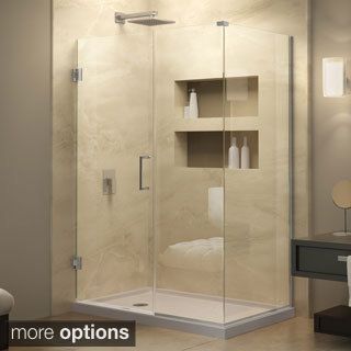 Dreamline Unidoor Plus 30.375   34.375 In. D X 40 In. W Frameless Hinged Shower Enclosure, Clear Glass