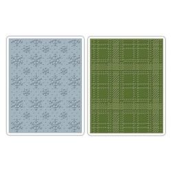 Sizzix Texture Fades A2 Embossing Folders 2/pkg   Snowflake   Plaid By Tim Holtz