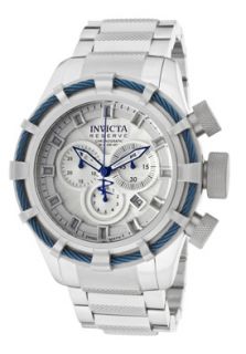 Invicta 11038  Watches,Mens Bolt/Reserve Chronograph Silver Textured Dial Blue IP Bezel Stainless Steel, Chronograph Invicta Quartz Watches