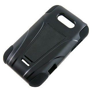 Dual Layer Cover w/ Kickstand for LG Motion 4G MS770, Black/Black Cell Phones & Accessories