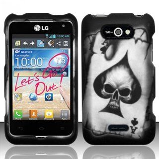 For LG Motion 4G MS770/P870 (MetroPCS) Rubberized Design Cover   Spade Skull Cell Phones & Accessories