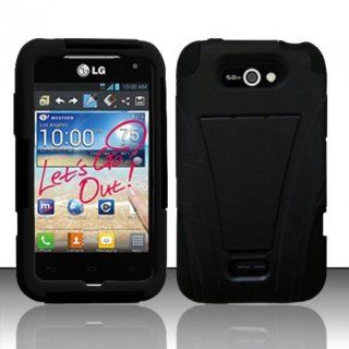 For LG Motion 4G MS770 (MetroPCS) PC+SC HYBRID Cover w/ Kickstand   Black HYB Cell Phones & Accessories
