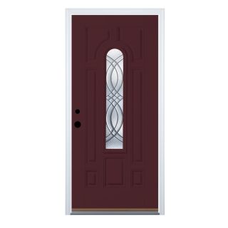 Therma Tru Benchmark Doors Center Arch Lite Decorative Cranberry Inswing Fiberglass Entry Door (Common 80 in x 32 in; Actual 81.5 in x 33.5 in)