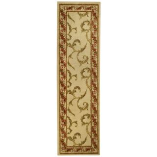 Pasha Collection Floral Traditional Ivory Red Runner Rug (27 X 10)