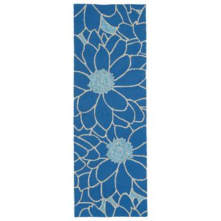Indoor/outdoor Fiesta Blue Flower Rug (2 X 6)
