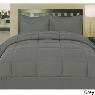 Bed Bath N More Plush Solid Color Box Stitch Down Alternative Comforter Grey Size Twin