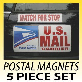 U.S. Mail Delivery Magnetic Sign Rural Carrier Magnet USPS 5 Piece Set Red Automotive