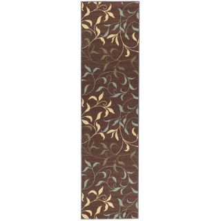 Chocolate Contemporary Leaves Design Non skid Runner Rug (18 X 411)