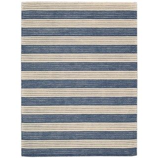 Ripple Midnight Blue Wool Area Rug (79 X 1010)