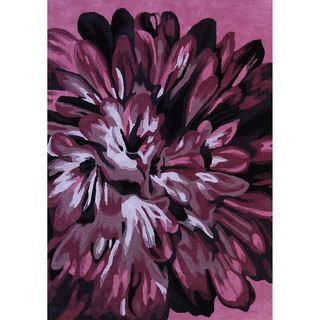 Handmade Alexa Prive Plum Floral Pattern Wool Rug (36 X 56)