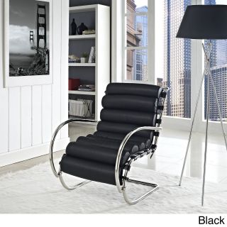 Modway Black Leather Ripple Lounge Armchair
