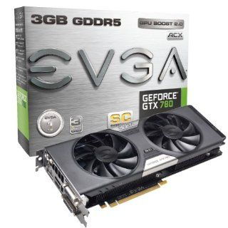 EVGA GeForce GTX780 SuperClocked w/EVGA ACX Cooler 3GB GDDR5 384bit, DVI I, DVI D, HDMI,DP, SLI Ready (03G P4 2784 KR) Computers & Accessories