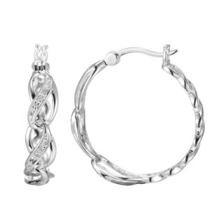 Diamond Accent Infinity Braid Hoop Earrings in Sterling Silver   Zales