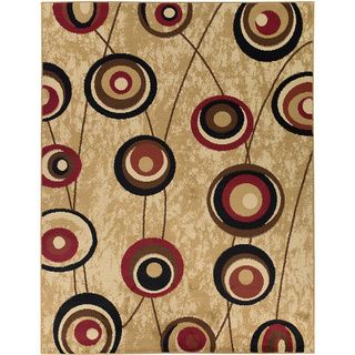 Contemporary Abstract Design Beige Rug (53 X 7)