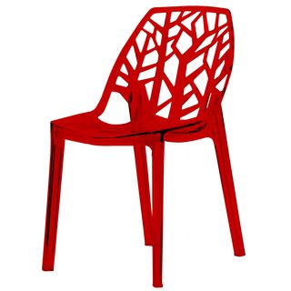 Modern Flora Red Cut out Transparent Plastic Dining Chair
