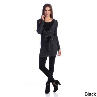 365 Apparel Hadari Womens Shutter pleated Tunic Sweater Black Size L (12  14)