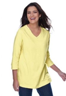 Woman Within Women's Plus Size V Neck 3/4 Sleeve Tee