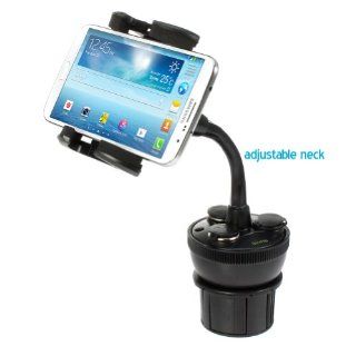 iKross Universal Adjustable Car Vehicle Cup Holder Mount with 3 Sockets and 2 USB charging port 2.1A   Black For iPhone 5S 5C 5 4S, LG Lucid 3, G Pro 2, G 2, Google Nexus 5, Motorola Moto X, Moto G Droid Mini, Samsung Galaxy S5 S4, Galaxy Note 3 2 and more