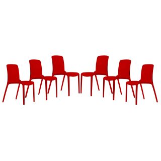Laos Polycarbonate Transparent Red Dining Chairs (set Of 6)