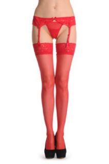 Red Stockings With Adjustable Suspender Belt   Red Suspender Designer Stockings Pantyhose