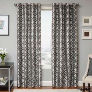 Softline Home Fashions Peyton Tile Woven Jacquard Grommet Top Curtain Panel Grey Size 55 x 84