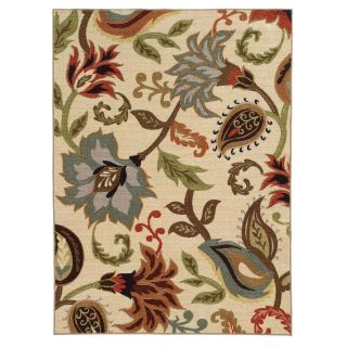 Loop Pile Over Scale Floral Ivory/ Multi Nylon Rug (22 X 39)