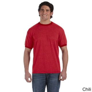 Authentic Pigment Mens Pigment Direct dyed Heathered Ringer T shirt Red Size L