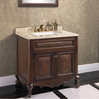 Legion Furniture Natural Stone Top 36 inch Single Sink Vintage Style Bathroom Vanity Beige Size Single Vanities