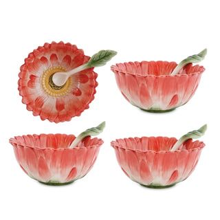 Fitz And Floyd Hand painted Flourish Floral Dip Bowl (set Of 4)